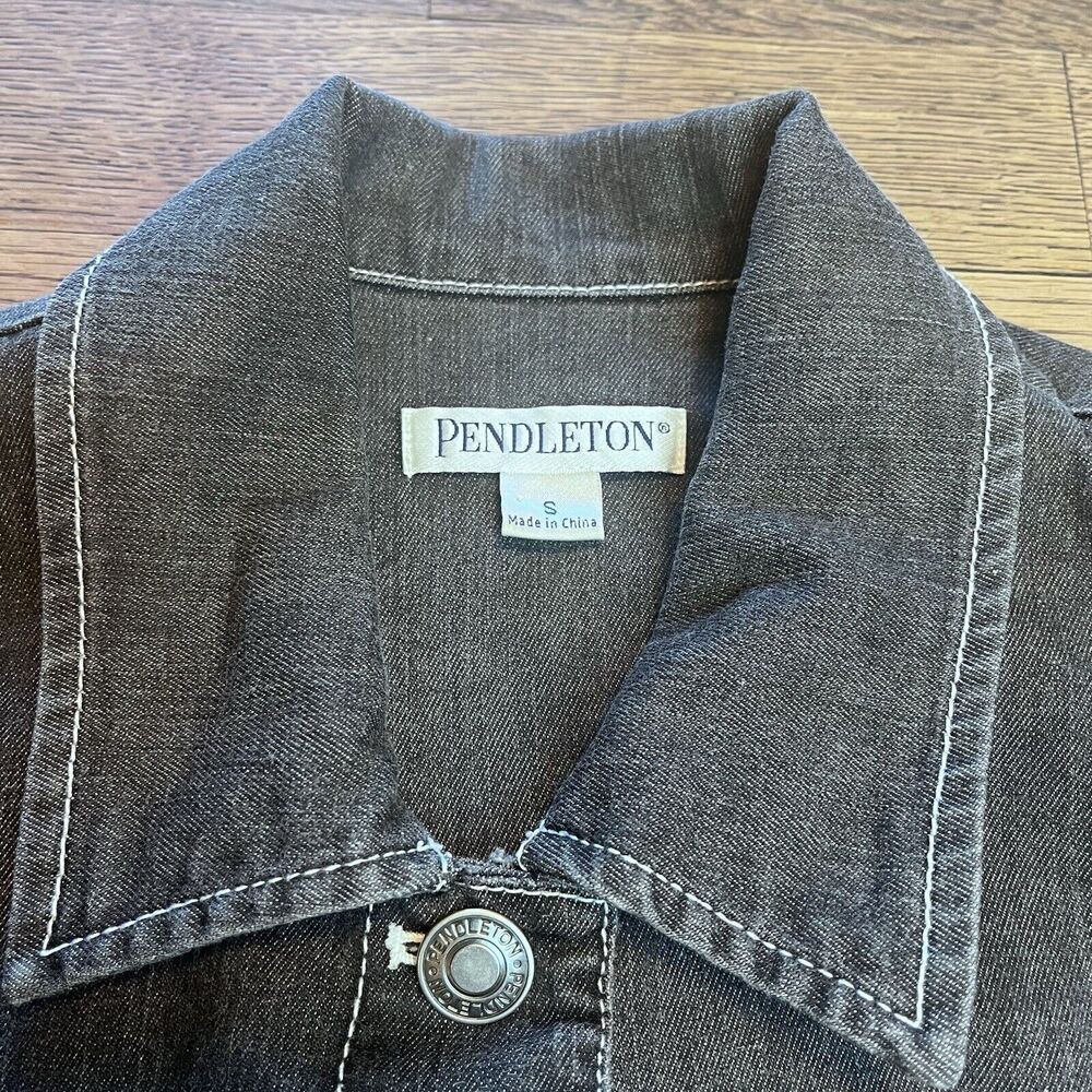 Pendleton Black Jean Jacket Button Denim Cotton B… - image 6